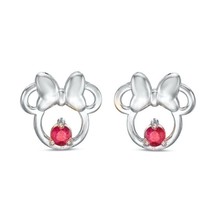 0.12Ct Lab Created Pink Ruby Minnie Mouse Stud Earrings 14k White Gold Plated - £93.69 GBP