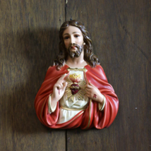Jesus Christ Wall Statue Sculpture Plaque Fully Painted in Realistic Col... - $226.71