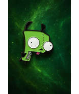 GIR Enamel Pin • 1&quot; Invader-Style Robot Pin • Cute Green GIR Fan Pin • C... - $14.84