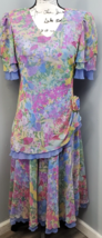 Ann Hobbs Colorful Cocktail Dress Women Size 8 Multi Flower Waist Layere... - $55.71