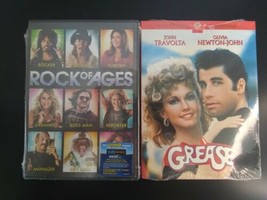 Grease &amp; Rock of Ages Travolta Newton-John Zeta-Jones DVDs Lot of 2 New Sealed - £6.82 GBP