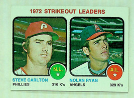 1973 Topps Strikeout Leaders Steve Carlton/Nolan Ryan #67 - £14.78 GBP