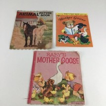Vintage Cloth Books Baby&#39;s Mother Goose Animal Picture Book Lot Collectible 50s - £19.42 GBP