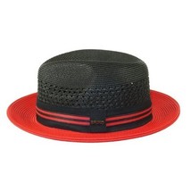 Men's Bruno Capelo Hollywood 2-Tone Straw Style Fedora Hat HW795 Black/Red image 6