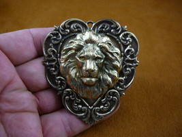 (#B-LION-355) Lion big cat noble mane lover wild Lions heart pin pendant - £20.48 GBP