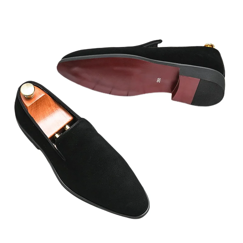  Red Sole  for Men Flock Black Yellow Business Handmade Formal Shoes for Men Wed - £80.85 GBP