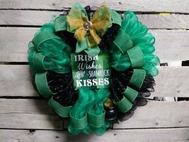 &quot;IRISH WISHES SHAMROCK KISSES&quot; St. Patrick&#39;s Day wreath - £31.33 GBP