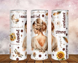 Skinny Tumbler with Straw, 20/30oz, Affirmation, Woman Blonde Hair, awd-503 - £28.90 GBP+