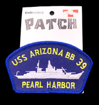 Vintage USS Arizona BB-39 US Navy Marines Pearl Harbor Embroidered Iron-on Patch - £6.71 GBP