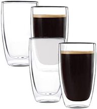 Glass Coffee Cups Without Handle, Insulated Cup with Lid Sets for Kitche... - £19.35 GBP