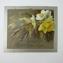 Victorian Christmas Card Flowers Yellow &amp; White Raphael Tuck &amp; Sons Antique - $9.99