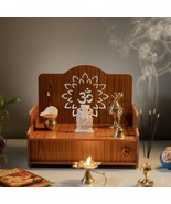 temple mandir for home with drawer office pooja ghar god Walnut Finish - £57.32 GBP