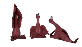 Scratch &amp; Dent Pink Meditating Yoga Flamingos 3 Piece Statue Set - £31.14 GBP