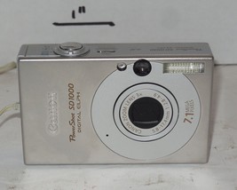 Canon PowerShot Digital ELPH SD1000 7.1MP Digital Camera - Silver Tested Works - £137.30 GBP