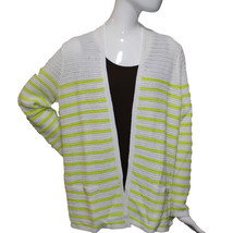 Lands End Women&#39;s XL/P (18) Petite, Open Cardigan Sweater, Yellow-White ... - $26.99