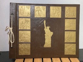 Vintage Scrap Book Album Vignette US History Black Interior VG 13.25&quot; x ... - $11.75