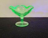 Vintage Green Depression Glass Sherbet 3&quot; Tall Collectible Antique Glass... - £11.79 GBP