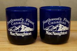Canadian Liquor Advertising Barware MacNaughton Cobalt Blue Rocks Glasses - $19.79
