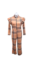 ChickMe Jumpsuit  Womens Size Large Plaid Stretch Zip Front Ruffle Accent - £13.98 GBP