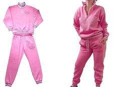 BARBIE Sweats 2 piece Set Tracksuit Jogger pants sweatshirt Pink X-LARGE WOMEN - £70.82 GBP