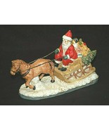 Bisque Santas Horse Sleigh Music Box HERE COMES SANTA CLAUS Christmas Xmas - £23.73 GBP