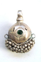 vintage antique tribal old silver pendant necklace beads charm handmade - $67.32