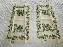 2 Nos Kay Dee Hand Prints Ivy Design 100% Pure Linen Kitchen Towels - £18.85 GBP