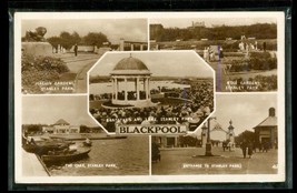 Vintage RPPC Postcard Blackpool England Stanley Park Bandstand 1937 Cancel - £11.67 GBP
