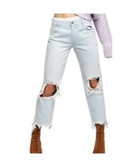 We the Free People Paradise Blue Distressed Raw Hem Button Fly Jeans 30 ... - $1,107.17 MXN