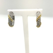 Vintage Sterling Signed Judith Ripka Thailand Beaded Braided Rope Hoop Earrings - £87.31 GBP