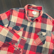 Vans Flannel Shirt Mens L Red Plaid Long Sleeve Button Up Off The Wall - $34.87