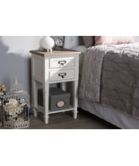 Cintia Weathered Oak and White Wash Distressed Finish Wood Nightstand, 2... - $4,368.65 MXN