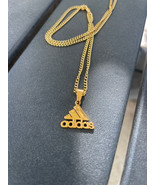 NEW ADIDAS INSPIRED LOGO GOLD PLATED METAL NECKLACE 20" WITH ADJUSTER - £15.60 GBP