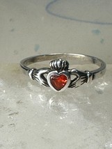 Claddagh ring size 9.5 CZ red solid  sterling silver St Patrick&#39;s Day girl women - £3.96 GBP