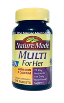 Nature Made Multi For Her w/ Iron & Calcium 90 tablets each 10/2024 FRESH! - $10.97