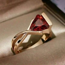 3Ct Trillion Cut Simulated Red Garnet Women Engagement Ring 14K Rose Gold Plated - £109.64 GBP