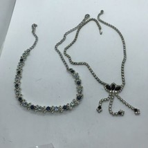 Vintage Rhinestone Necklace Lot Pageant Statement Deco glam Metal links - £15.24 GBP