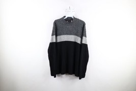 Vintage 90s Streetwear Womens Large Color Block Ribbed Knit Mock Neck Sweater - £47.59 GBP