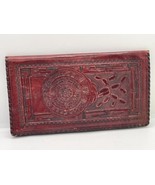 Leather unisex checkbook wallet from Mexico unique design ornate Hand To... - £34.92 GBP