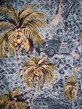 RJC Hawaii Hawaiian Shirt Large L Palm Trees Coconuts Woody Blue Green Aloha  - £18.91 GBP