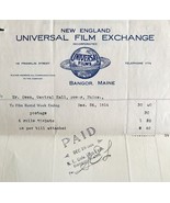Universal Films Exchange 1914 WW2 Era Invoice Center Theater Maine DWEE3... - $743.95 MXN