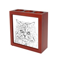 Persian cat-Wooden stand for candles/pens with the image of a cat! - £15.89 GBP