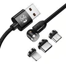 Magnetic Iphone Type C Samsung 3in1 Fast Charge Cable Micro USB Data Cable 540° - £6.99 GBP