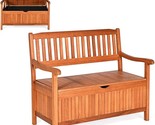 Wooden Outdoor Storage Bench, Large, Teak - $270.99