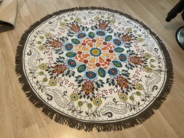 VAGABOND Wildflower 100% Cotton Terry Velour 150cm Round Beach Towel Throw - £73.95 GBP