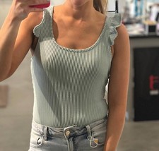 And The Why Ribbed Bodysuit With A Ruffle Sleeve Size XL - $23.76