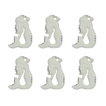 Set of 6 White Painted Cast Iron Mermaid Drawer Pull Rustic Furniture Decor Knob - £15.69 GBP