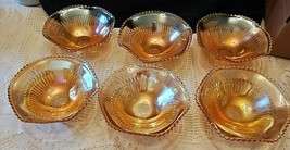 6 Vintage J EAN Nette Carnival Glass Marigold CANDY/NUT Dish - £66.74 GBP