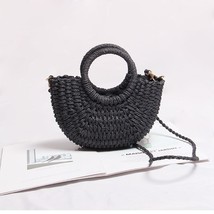 Mini Handmade Hollow Out Beach Bags Weaving Bamboo Bag Wood Top-handle Handbags  - £22.02 GBP