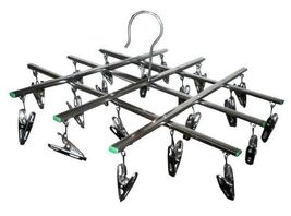 EXPANDABLE DISPLAY HANGING RACK 20 METAL CLIPS flags caps hats ceiling h... - $27.30